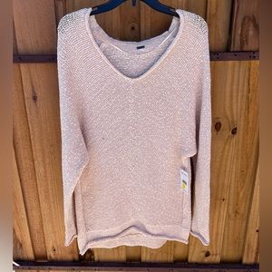 🌟NewFree People Women Peach Cream Oversized V Neck Sweater Top Medium🌟